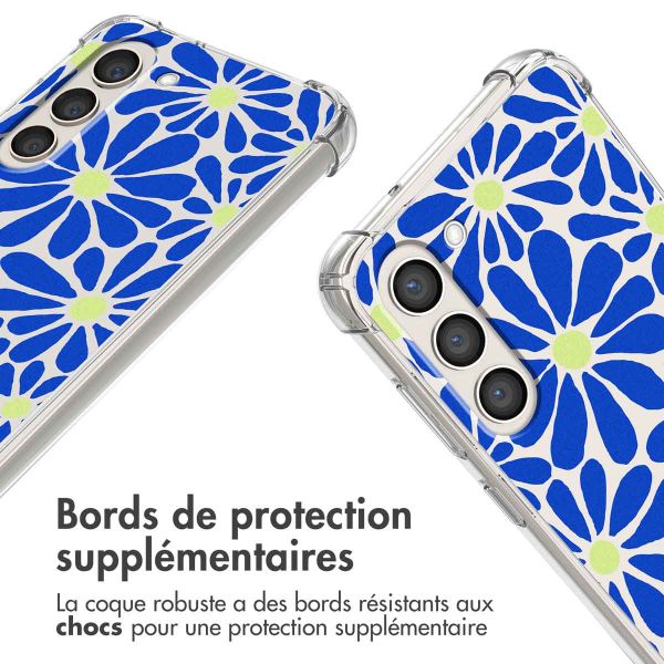 imoshion Coque Design avec cordon Samsung Galaxy S23 - Cobalt Blue Flowers Connect