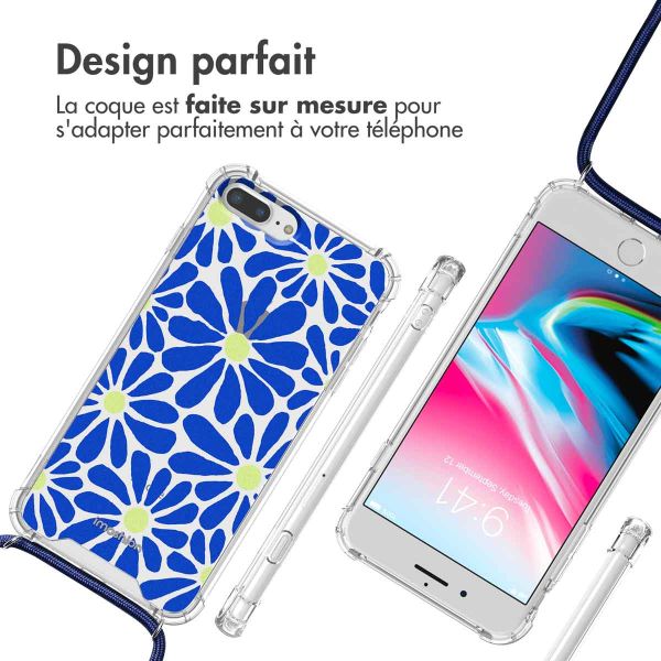 imoshion Coque Design avec cordon iPhone 8 Plus / 7 Plus - Cobalt Blue Flowers Connect