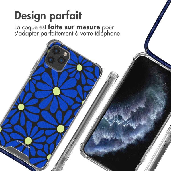 iMoshion Coque Design avec cordon iPhone 11 Pro - Cobalt Blue Flowers Connect
