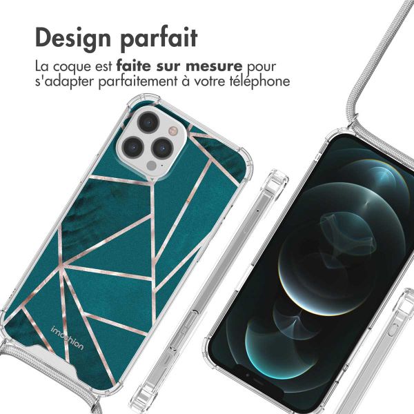 iMoshion Coque Design avec cordon iPhone 12 (Pro) - Petrol Green Graphic