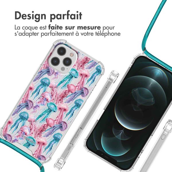 iMoshion Coque Design avec cordon iPhone 12 (Pro) - Jellyfish Watercolor