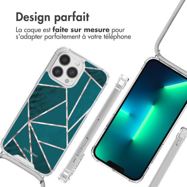 iMoshion Coque Design avec cordon iPhone 13 Pro - Petrol Green Graphic