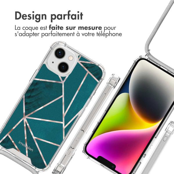 iMoshion Coque Design avec cordon iPhone 14 - Petrol Green Graphic