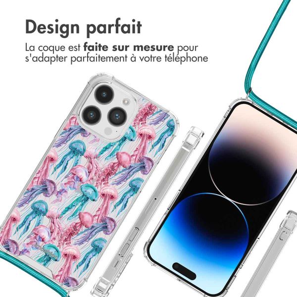 iMoshion Coque Design avec cordon iPhone 14 Pro Max - Jellyfish Watercolor