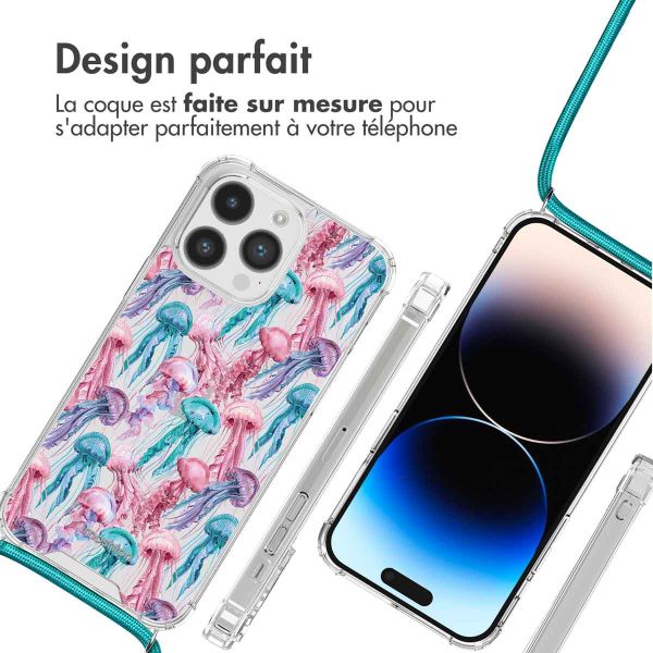 iMoshion Coque Design avec cordon iPhone 14 Pro - Jellyfish Watercolor