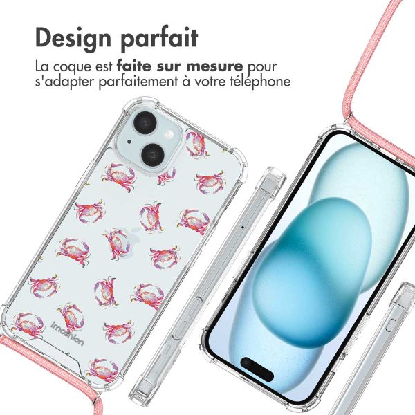 imoshion Coque Design avec cordon iPhone 15 - Crab Watercolor