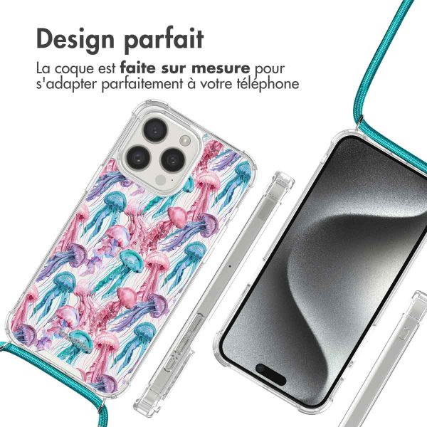 imoshion Coque Design avec cordon iPhone 15 Pro Max - Jellyfish Watercolor