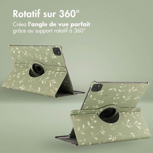 imoshion Coque tablette Design rotatif à 360° iPad Pro 13 (2024) M4 - Green Flowers