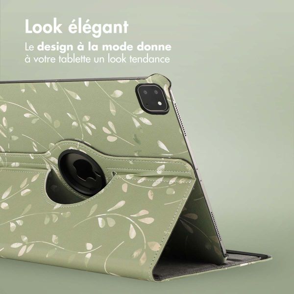 imoshion Coque tablette Design rotatif à 360° iPad Pro 13 (2024) M4 - Green Flowers