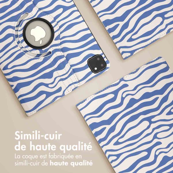 imoshion Coque tablette Design rotatif à 360° iPad Pro 11 (2024) M4 - White Blue Stripes