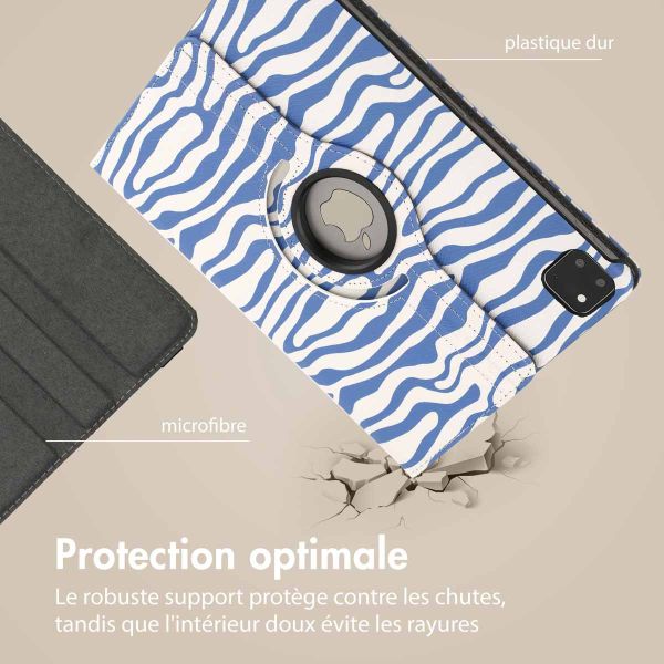 imoshion Coque tablette Design rotatif à 360° iPad Pro 11 (2024) M4 - White Blue Stripes