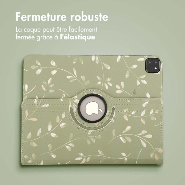 imoshion Coque tablette Design rotatif à 360° iPad Air 13 inch (2024) M2 - Green Flowers