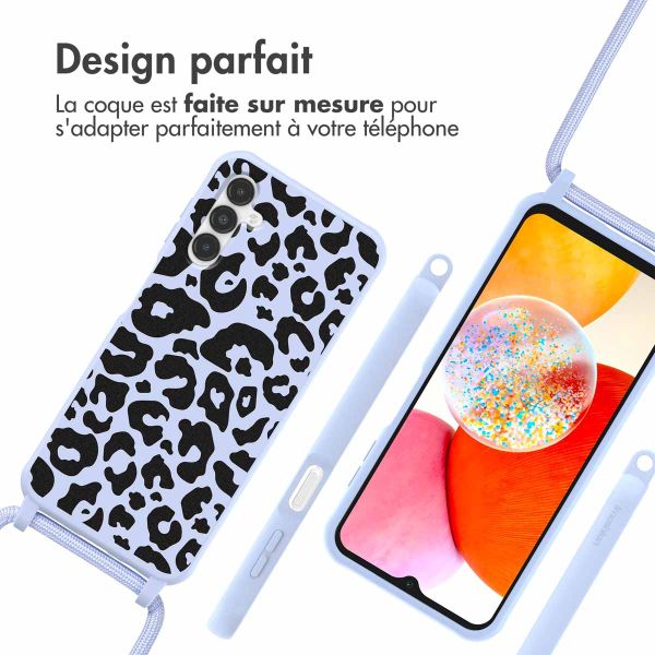 imoshion Coque design en silicone avec cordon Samsung Galaxy A14 (5G/4G) - Animal Lila