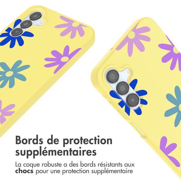 imoshion Coque design en silicone avec cordon Samsung Galaxy A15 (5G/4G) - Yellow Flower Distance