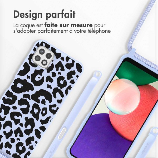 imoshion Coque design en silicone avec cordon Samsung Galaxy A22 (5G) - Animal Lila