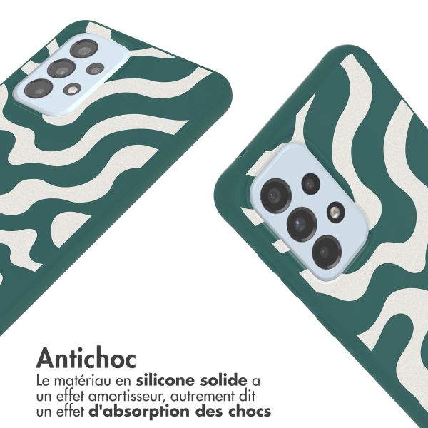 imoshion Coque design en silicone avec cordon Samsung Galaxy A33 - Petrol Green Groovy