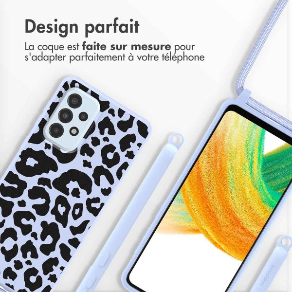 imoshion Coque design en silicone avec cordon Samsung Galaxy A33 - Animal Lila