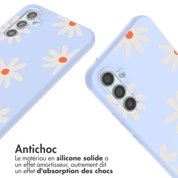 imoshion Coque design en silicone avec cordon Samsung Galaxy A34 (5G) - Lila Flower Distance