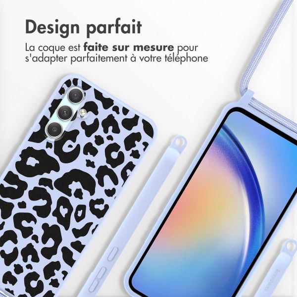 imoshion Coque design en silicone avec cordon Samsung Galaxy A34 (5G) - Animal Lila