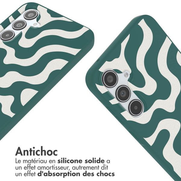 imoshion Coque design en silicone avec cordon Samsung Galaxy A35 - Petrol Green Groovy