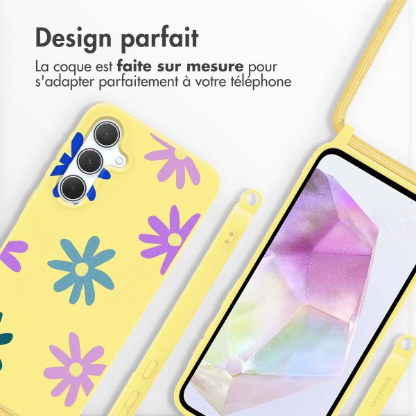 imoshion Coque design en silicone avec cordon Samsung Galaxy A35 - Yellow Flower Distance