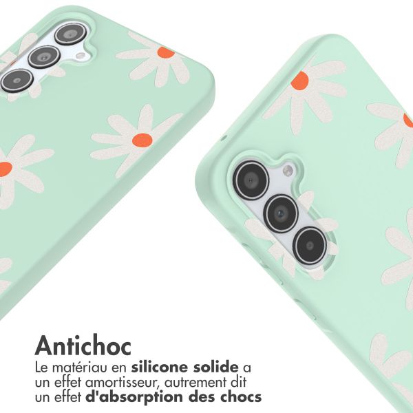 imoshion Coque design en silicone avec cordon Samsung Galaxy A35 - Green Flower Distance