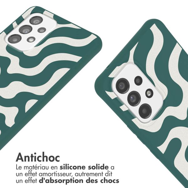 imoshion Coque design en silicone avec cordon Samsung Galaxy A53 - Petrol Green Groovy