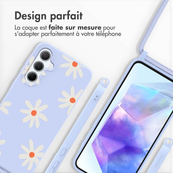 imoshion Coque design en silicone avec cordon Samsung Galaxy A55 - Lila Flower Distance