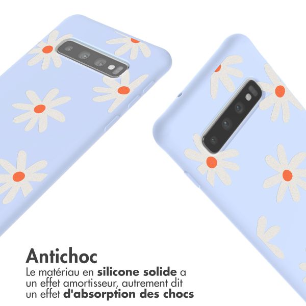 imoshion Coque design en silicone avec cordon Samsung Galaxy S10 - Lila Flower Distance