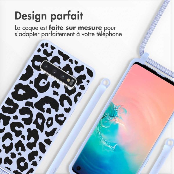 imoshion Coque design en silicone avec cordon Samsung Galaxy S10 - Animal Lila