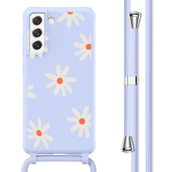 imoshion Coque design en silicone avec cordon Samsung Galaxy S21 FE - Lila Flower Distance