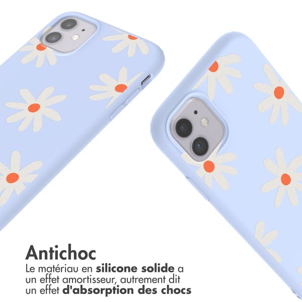 imoshion Coque design en silicone avec cordon iPhone 11 - Lila Flower Distance