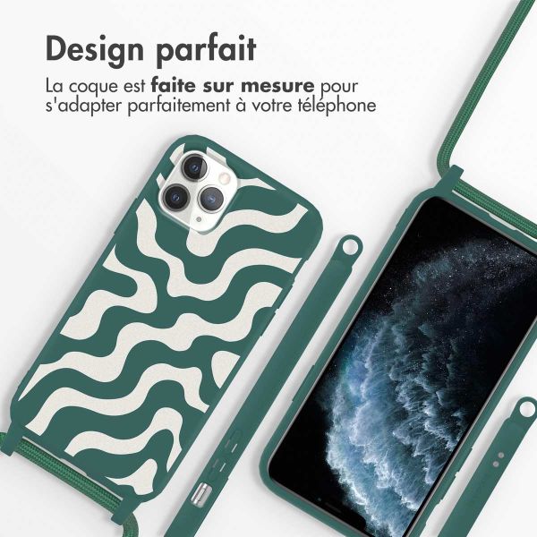 imoshion Coque design en silicone avec cordon iPhone 11 Pro - Petrol Green Groovy