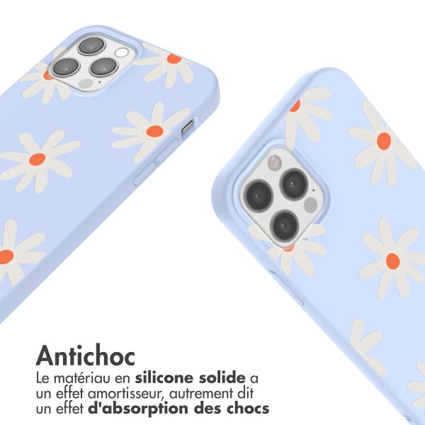 imoshion Coque design en silicone avec cordon iPhone 12 (Pro) - Lila Flower Distance