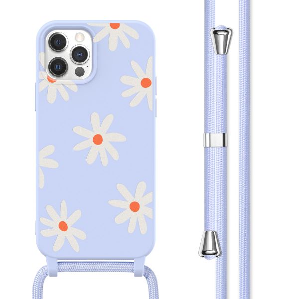 imoshion Coque design en silicone avec cordon iPhone 12 (Pro) - Lila Flower Distance