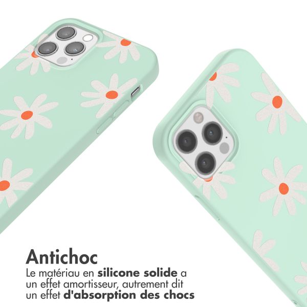 imoshion Coque design en silicone avec cordon iPhone 12 (Pro) - Green Flower Distance