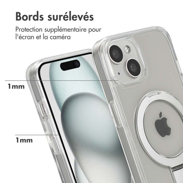 Accezz Coque Ring Stand avec MagSafe iPhone 15 - Transparent