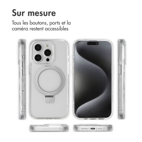 Accezz Coque Ring Stand avec MagSafe iPhone 15 Pro - Transparent