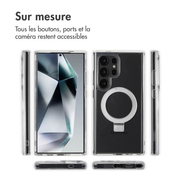 Accezz Coque Ring Stand avec MagSafe Samsung Galaxy S24 Ultra - Transparent