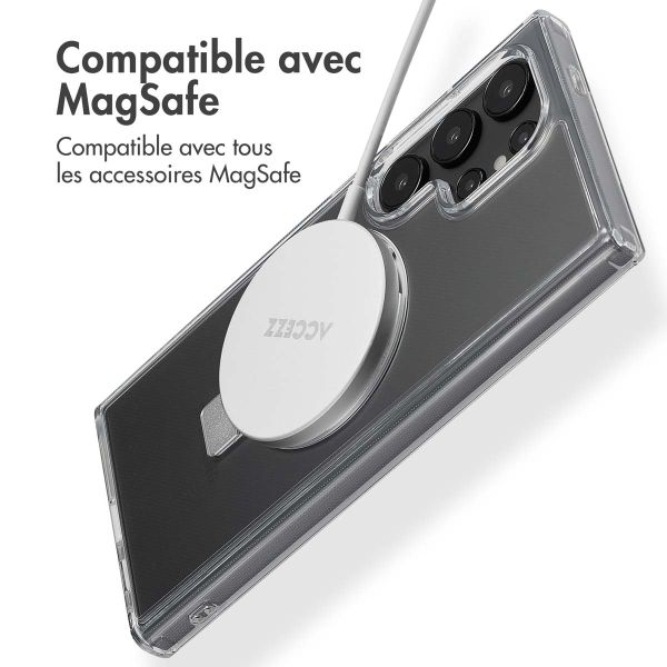 Accezz Coque Ring Stand avec MagSafe Samsung Galaxy S24 Ultra - Transparent