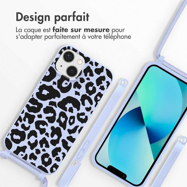 imoshion Coque design en silicone avec cordon iPhone 14 Pro Max - Animal Lila