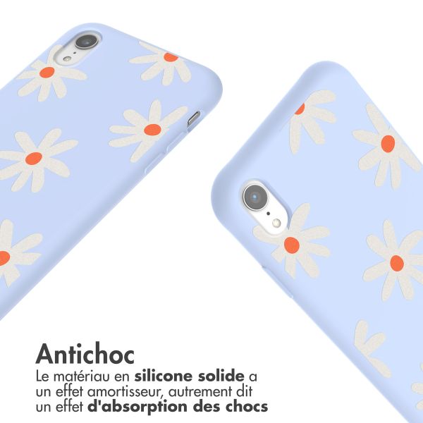 imoshion Coque design en silicone avec cordon iPhone Xr - Lila Flower Distance