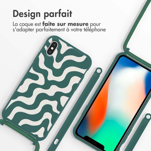 imoshion Coque design en silicone avec cordon iPhone X / Xs - Petrol Green Groovy