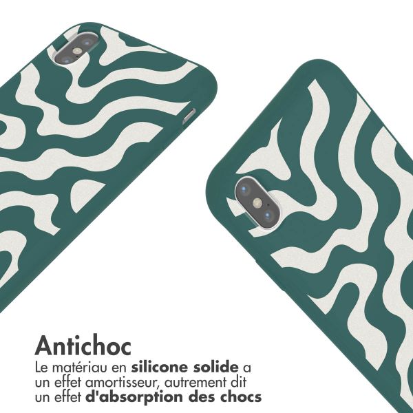 imoshion Coque design en silicone avec cordon iPhone X / Xs - Petrol Green Groovy