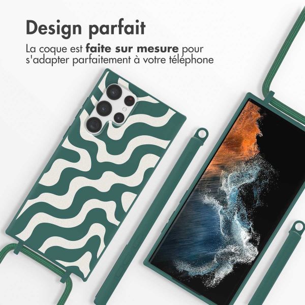 imoshion Coque design en silicone avec cordon Samsung Galaxy S22 Ultra - Petrol Green Groovy