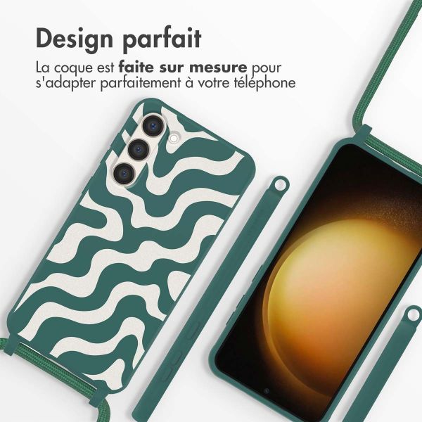 imoshion Coque design en silicone avec cordon Samsung Galaxy S23 - Petrol Green Groovy