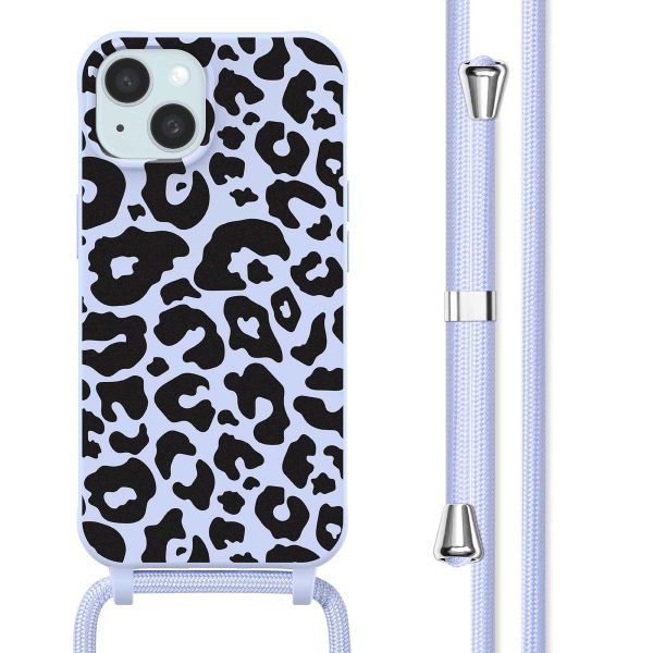 imoshion Coque design en silicone avec cordon iPhone 15 - Animal Lila