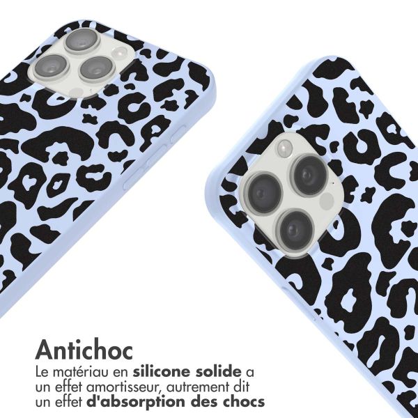 imoshion Coque design en silicone avec cordon iPhone 15 Pro - Animal Lila