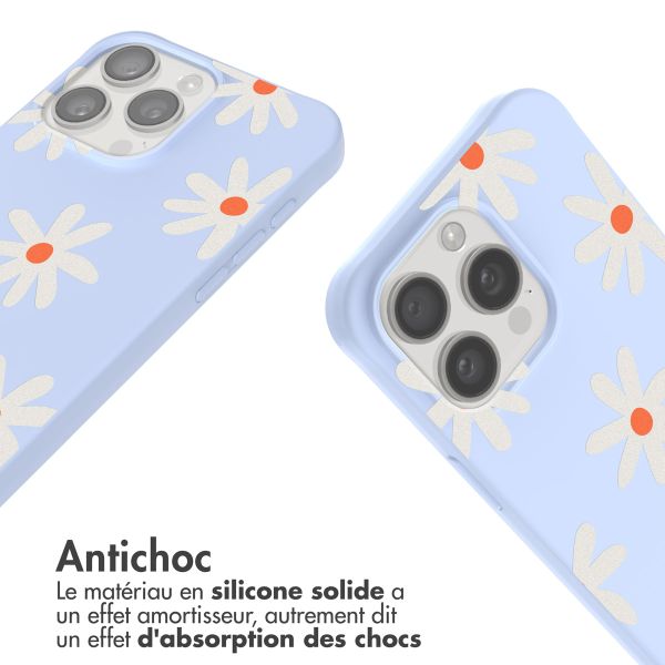 imoshion Coque design en silicone avec cordon iPhone 15 Pro Max - Lila Flower Distance