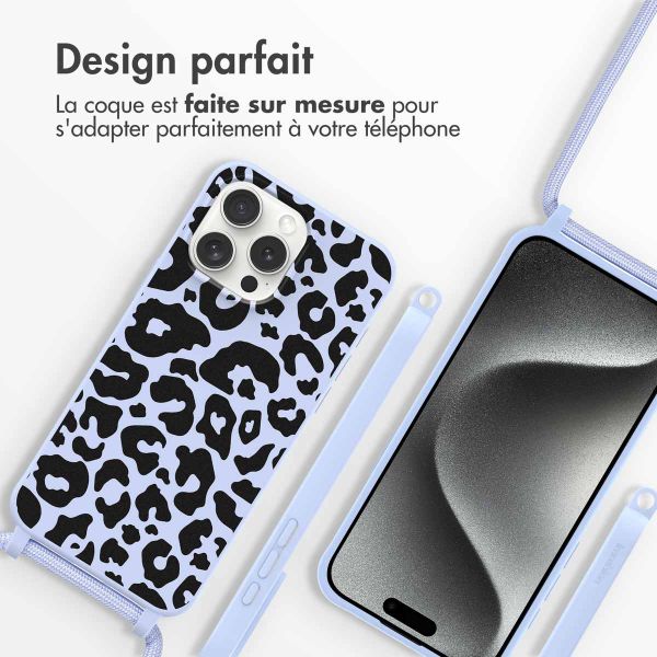 imoshion Coque design en silicone avec cordon iPhone 15 Pro Max - Animal Lila